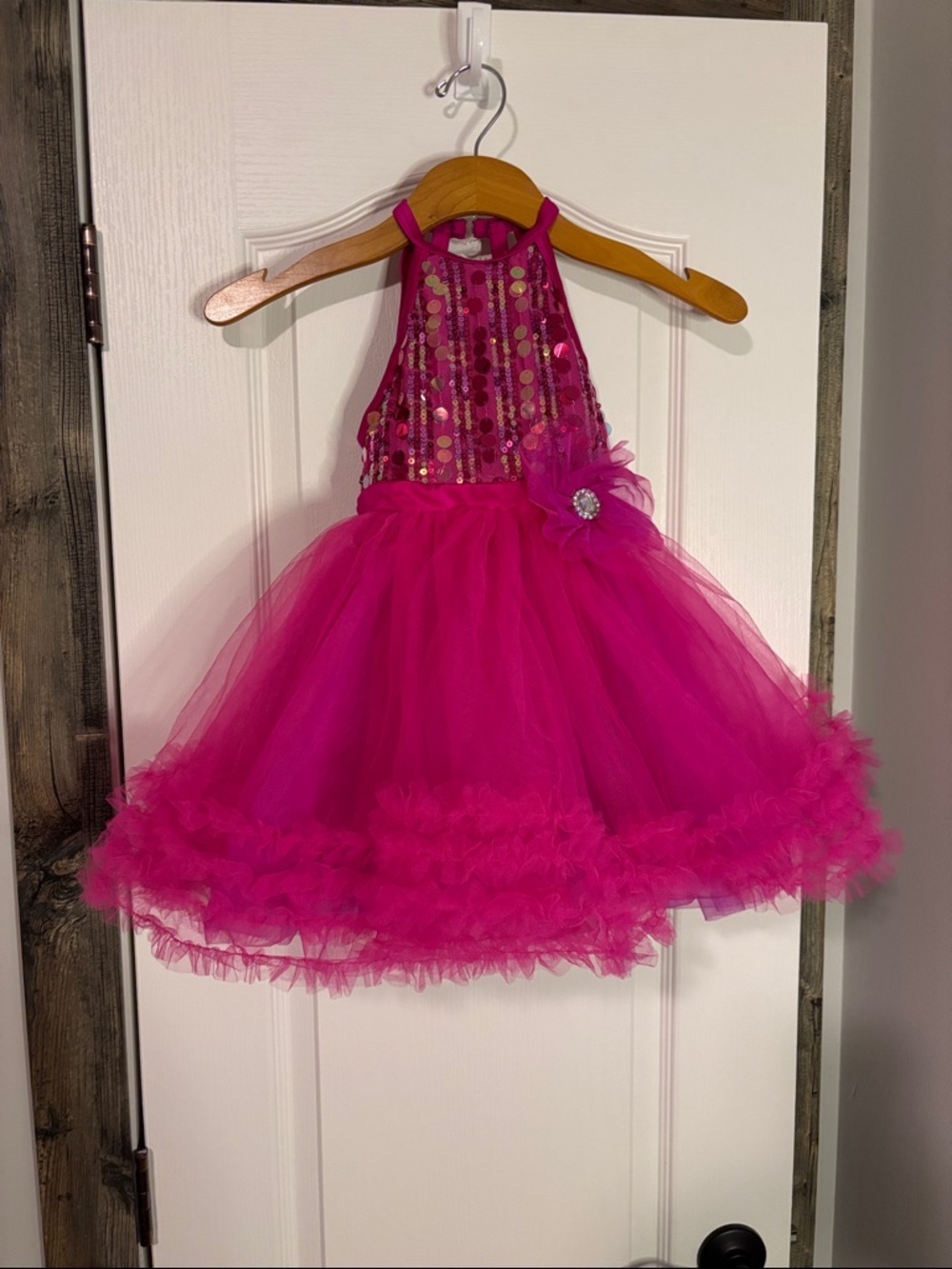 Weissman Hot Pink Sequin Tulle Dance Costume size small